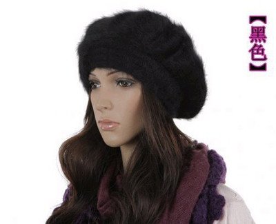 2012 New Women's Winter hats Rabbit Fur Wool Beanie Hat Soft Warm Free Shipping Hat-0120 Black