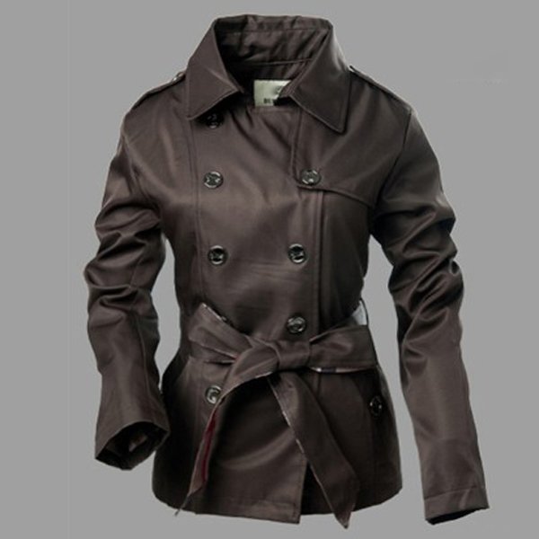 2012 New Womens Brown  Long Sleeve Lapel Windbreaker Jacket Coat SIZE M/L/XL/XXL  902058-FZ-8030-1