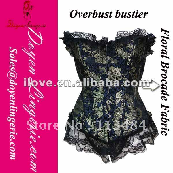 2012 Newest Blue Floral Brocade Bustier Top Big Women Corset DH803