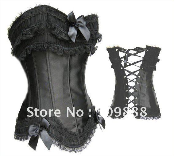 2012 newest factory price women sexy satin corset underwear set