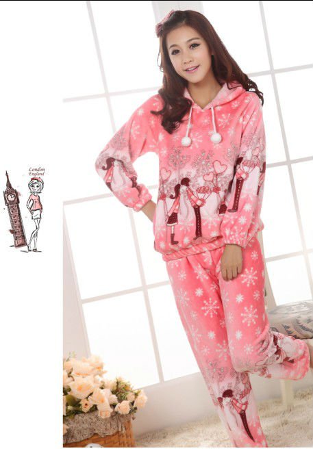 2012  newest  hooded cute lovers  flannel loungewear /  top quality nightwear  / wholesale & retail / free shipping