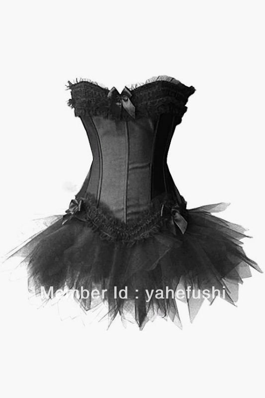 2012 Newest Hot Western Black Sexy Corset With Skirt
