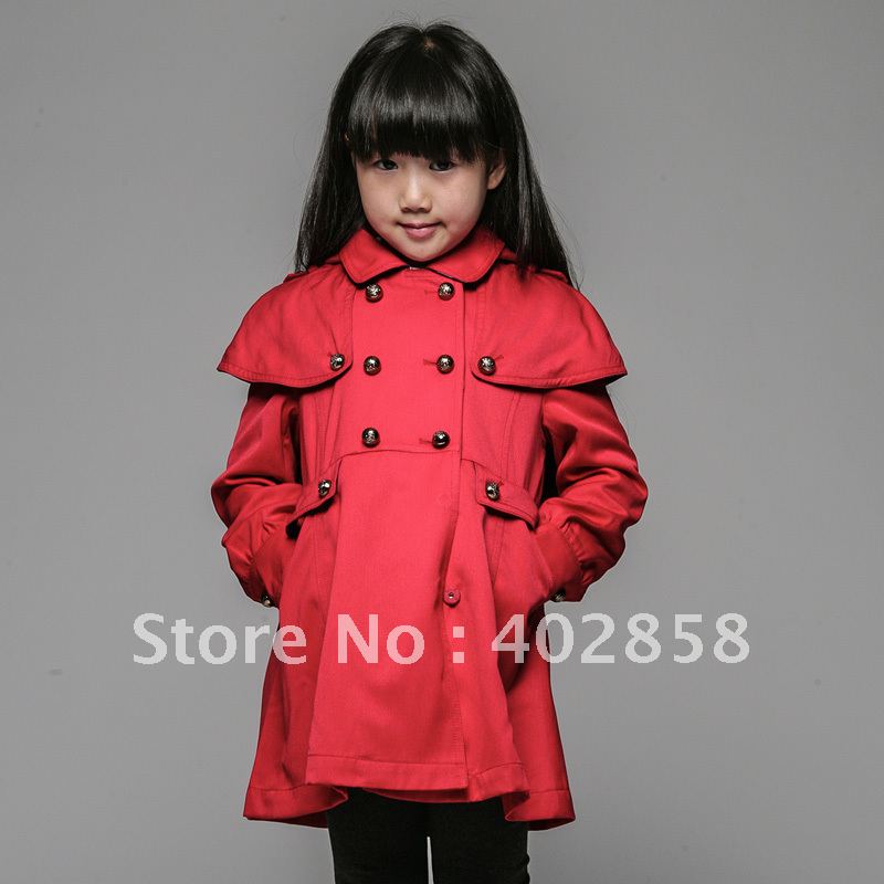 2012 newest kid coat children's autumn british style fashion long design cloak trench b2308306