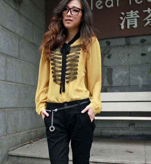 2012 Newest -   KOREA STYLE lady chiffion blouses/ office lady blouses, chiffion 5 colors available shirt  22332