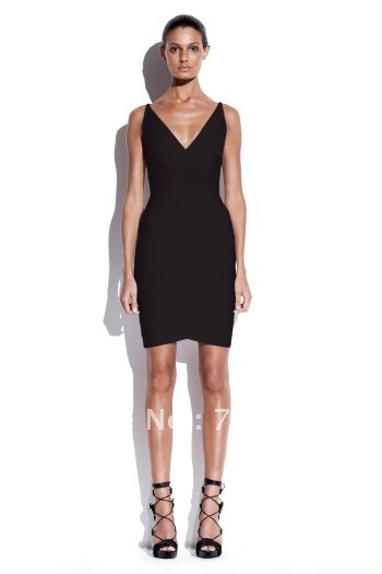 2012 newest style Max Ariza ,Black  V-Neck dress,HL bandage dress,nightwear ladies ,ceremony dress,Free shipping