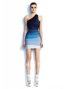 2012 newest style Max Ariza ,Blue inclined shoulder dress,HL bandage dress,nightwear ladies ,ceremony dress,Free shipping