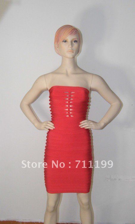 2012 newest style,Max Ariza ,Free Shipping For Apac Region Bandage Dress HL285 Strapless Mini Evening Dress
