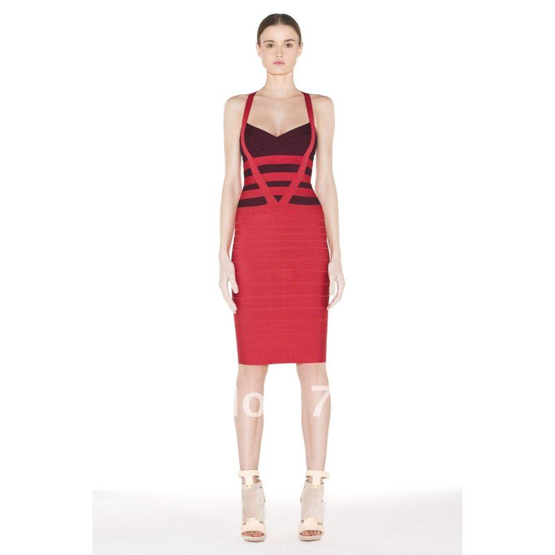 2012 newest style Max Ariza  free shipping Red water ripple dress Bandage Dress HL Cocktail Evening Dresses