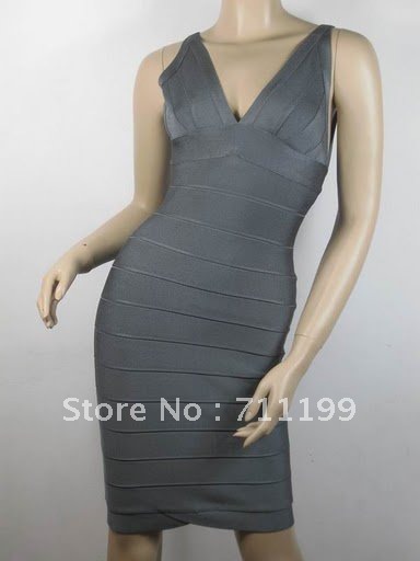 2012 newest style Max Ariza ,Gray V-Neck dress,HL bandage dress,nightwear ladies ,ceremony dress,Free shipping