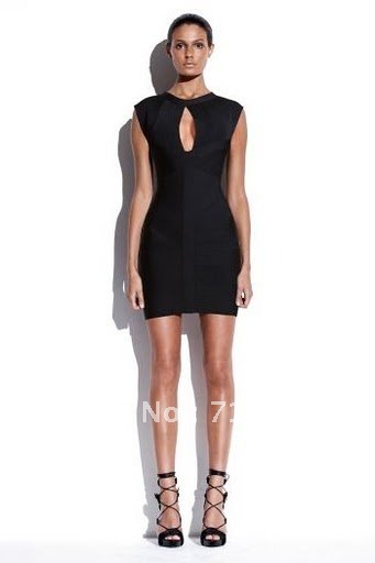 2012 newest styleMax Ariza ,Black O-Neck dress,HL bandage dress,nightwear ladies,evening dress ,Free shipping