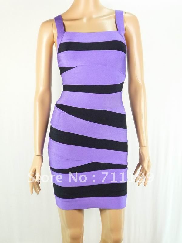 2012 newest styleMax Ariza ,Blue  stripe Fashion bandage dress,HL bandage dress,nightwear ladies,evening dress ,Free shipping