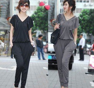 2012 Newest women's casual jumpsuit,free shipping, women romper,  black /gray/ coffee color free size accept drop-shipping