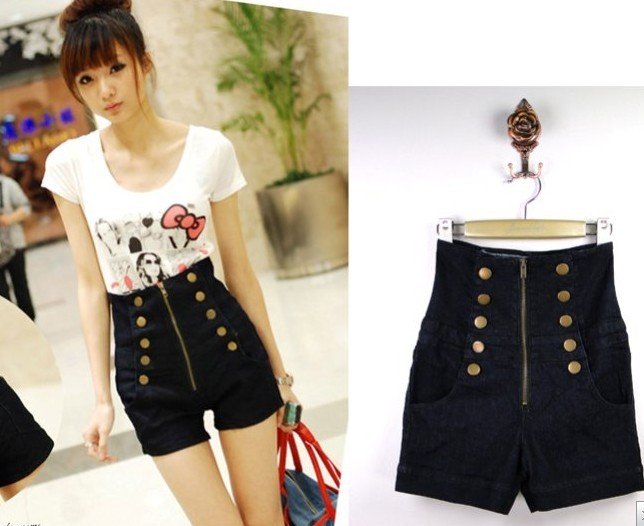 2012 Newest women's jeans pants,free shipping, women high waist denim shorts , jeans pants  S M L accept drop-shipping F2275