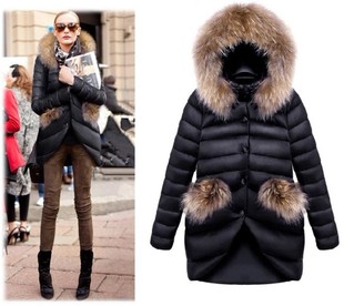 2012 Newest women's raccoon fur medium-long high-end  down coat female free shipping N410