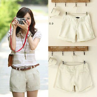 2012 Newest women's shorts, free shipping,fashionable lady's shorts pants beige white dark blue S M L