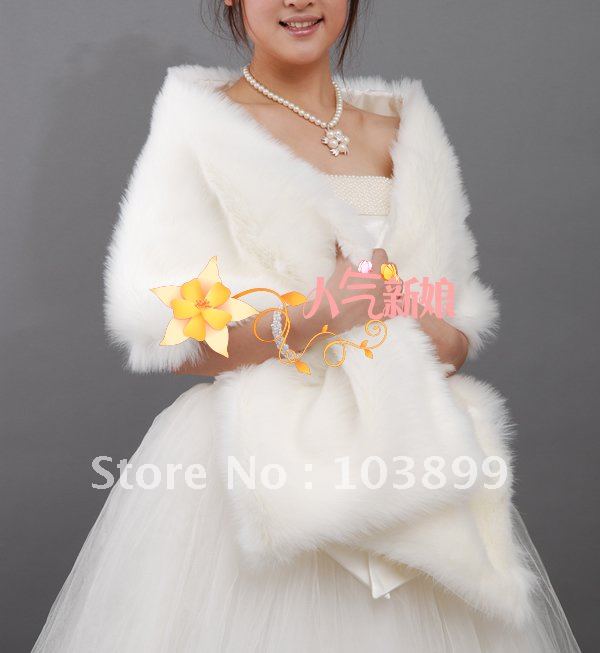 2012 Nice Long Fur Winter Wedding Wraps Cheap , White/Pink/Red Free Shipping
