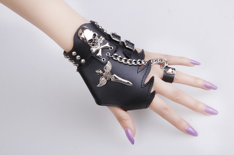 2012 non-mainstream fashion ladies couple gloves punk female personality  cow leather LGPU021