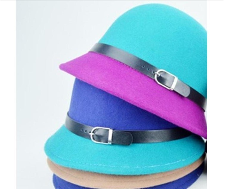 2012 Novel Lady's Hat 5pcs/lot Fashion Color Matching Winter Thermal Caps Cool Leather Belt Buckle Decoration Adult Headwear