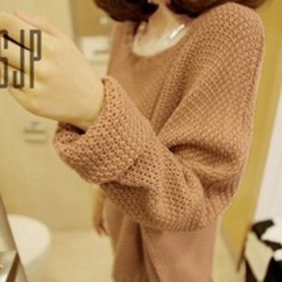 2012 o-neck batwing type long-sleeve pullover loose knitted sweater outerwear female