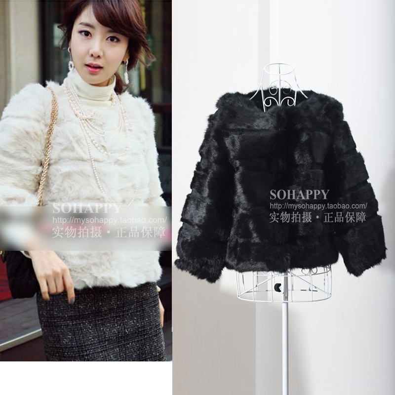 2012 ! o-neck rabbit fur wool short design fur overcoat rabbit fur outerwear