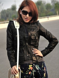 2012 o-neck women's genuine leather clothing outerwear spring and autumn fashion all-match classic sheepskin