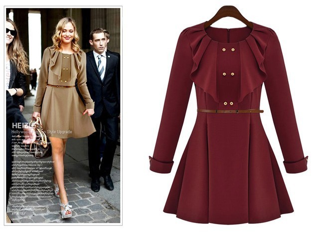 2012 of Europe and the United States new temperament queen neck waist big swing dress