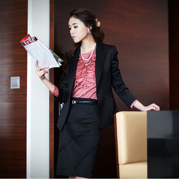 2012 ol elegant career set long-sleeve slim blazer bust skirt twinset