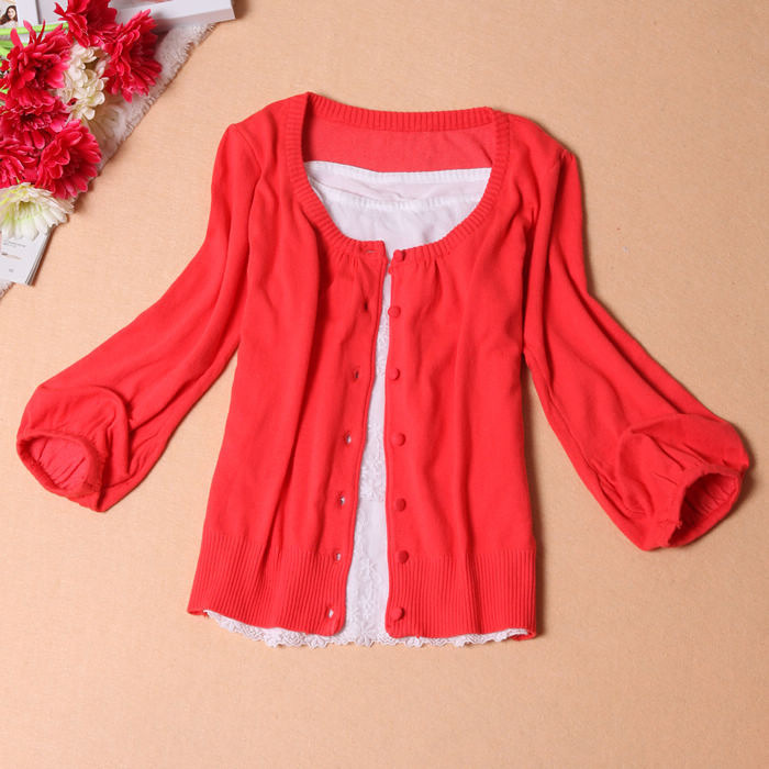 2012 ol elegant sweet lantern sleeve half sleeve o-neck sweater cardigan KX-K0008