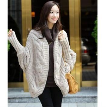 2012 OL outfit sweep thick yarn loose twisted batwing shirt cape long design cardigan