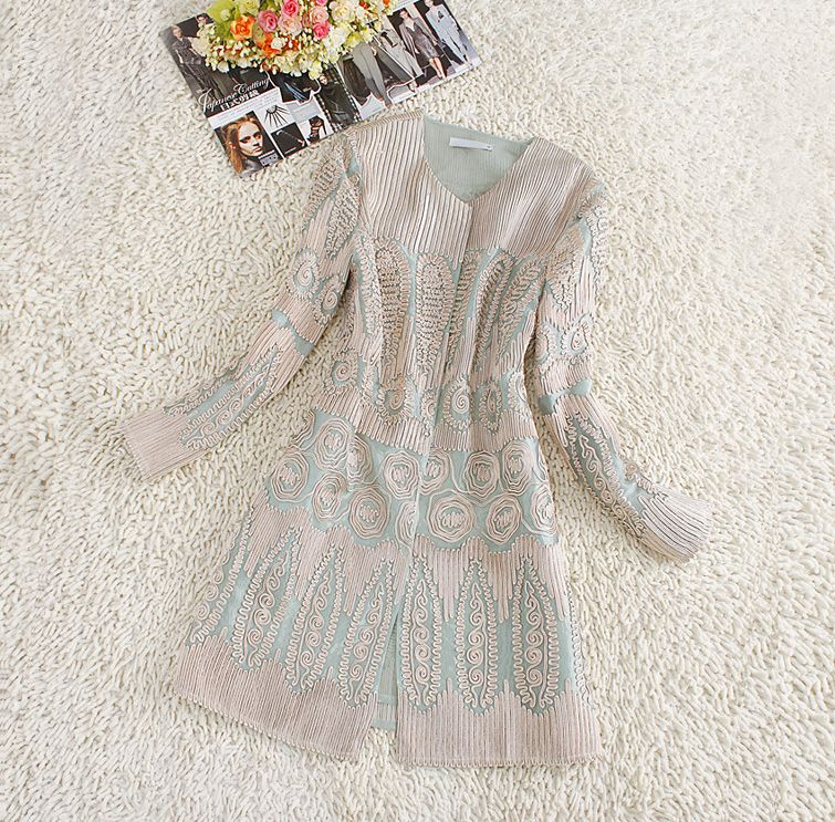 2012 organza elegant three-dimensional disc-floret Women trench clothes
