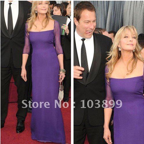 2012 Oscar Purple Chiffon Long Bo Derek Celebrity Dress
