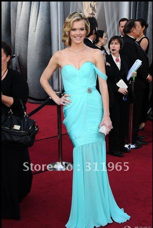 2012 Oscars Annual Academy Awards Missi Pyle Light Blue Sweetheart Sheath Chiffon Evening Celebrity Dresses Formal Gowns