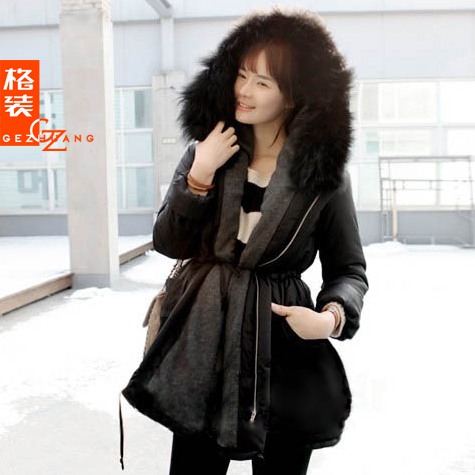 2012 outerwear plus size cotton-padded jacket medium-long with a hood cotton-padded jacket wadded jacket female y40