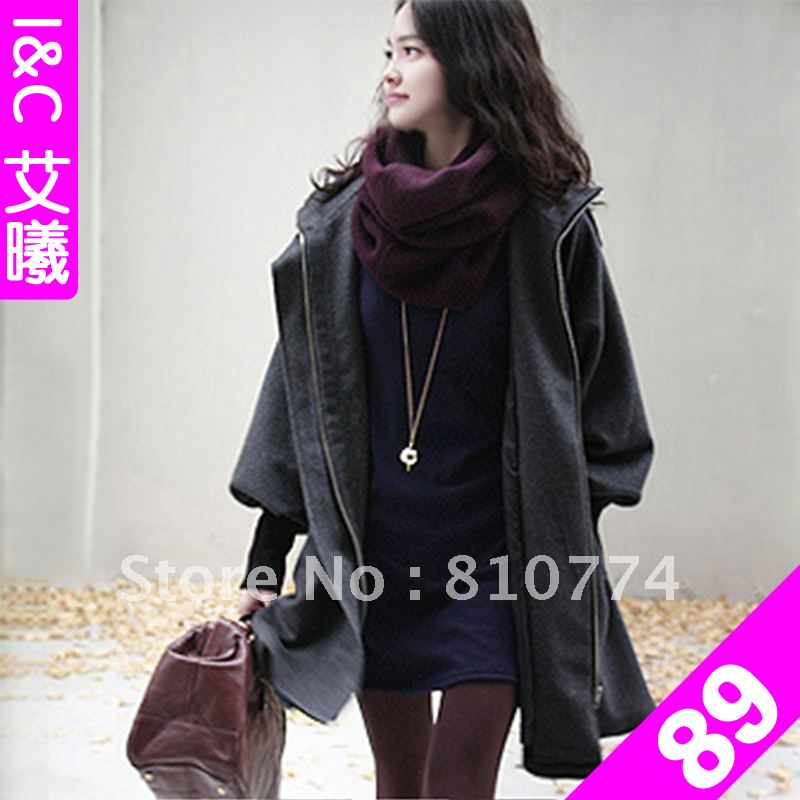 2012 outerwear women's trench woolen outerwear female medium-long wool coat