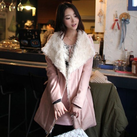 2012 overcoat fiona elegant berber fleece large lapel belt slim medium-long overcoat ,ladies garments,free shipping