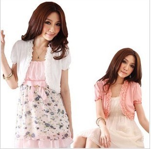 2012 paragraph all-match lace cotton outerwear ruffle hem short-sleeve small cape waistcoat A5