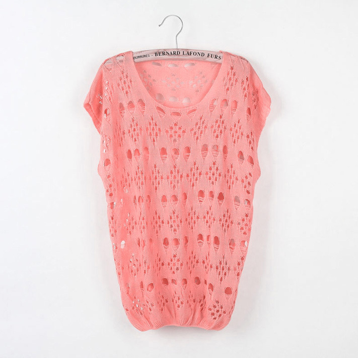 2012 paragraph women's solid color cutout pullover o-neck sweater vest z006