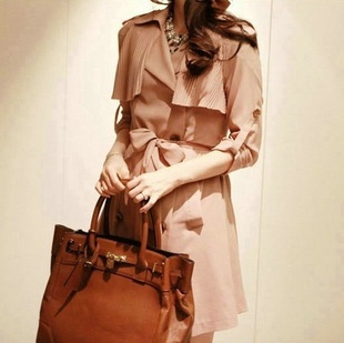 2012 partysu autumn thin outerwear slim chiffon one-piece dress trench , Free Shipping