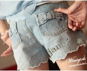 2012 pastoral wind trousers embroidered back bow denim shorts