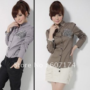 2012 Personality High quality ladies casual business skinny shirt,OL shirt&blouse,Asian:S-L,3 colors,#1127,Free shiping