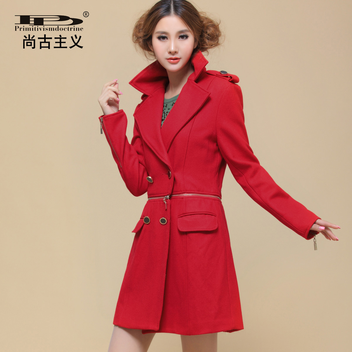 2012 personalized fashion the disassemblability solid color suit collar wool coat outerwear w80631