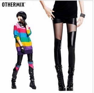 2012 perspectivity faux leather slim autumn and winter women's legging female autumn and winter 907