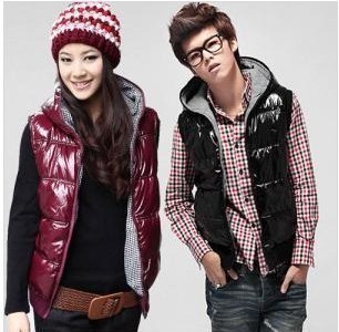 2012 plus size lovers cotton-padded jacket vest thickening reversible leather vest Free Shipping