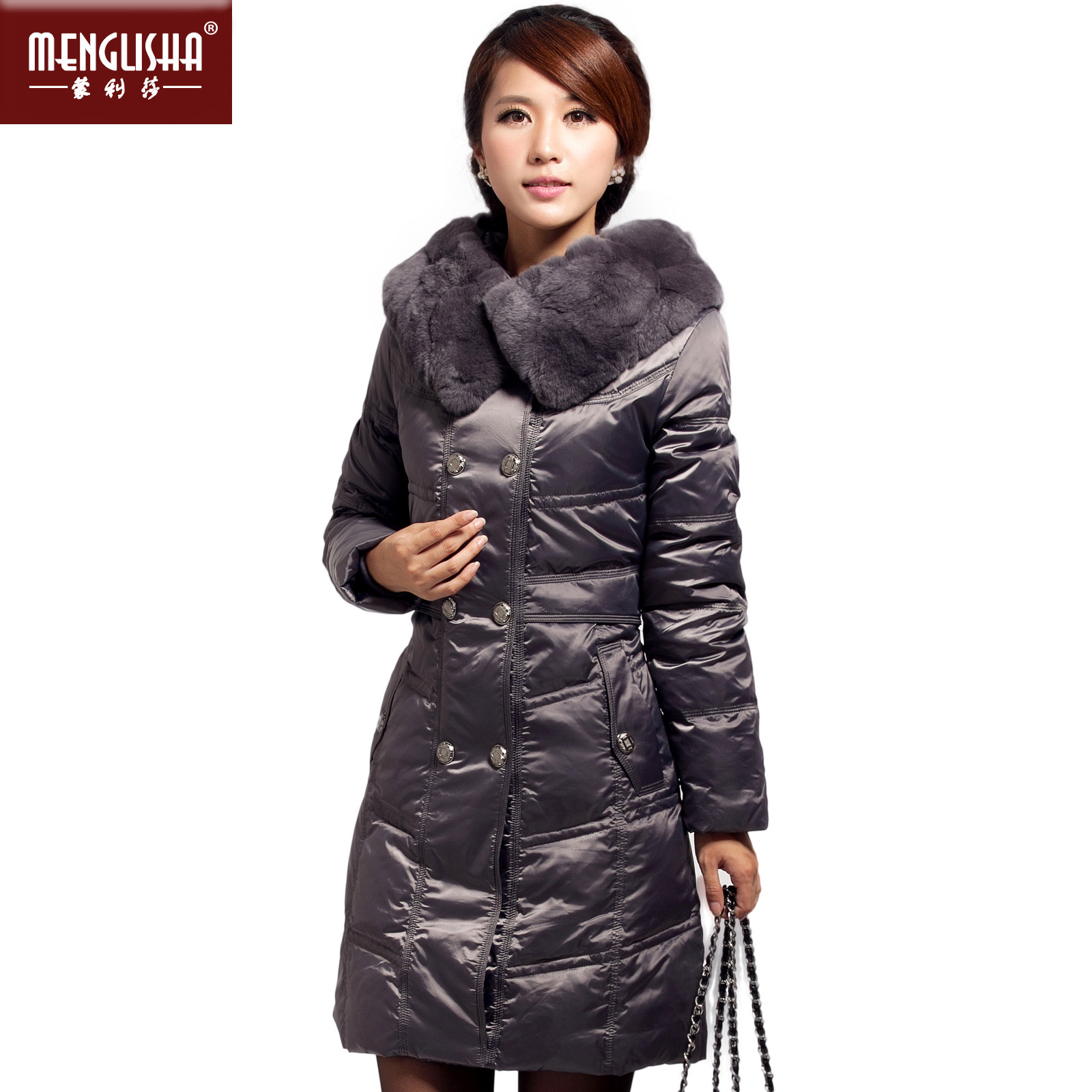 2012 plus size plus size rex rabbit hair female long design down coat 2135