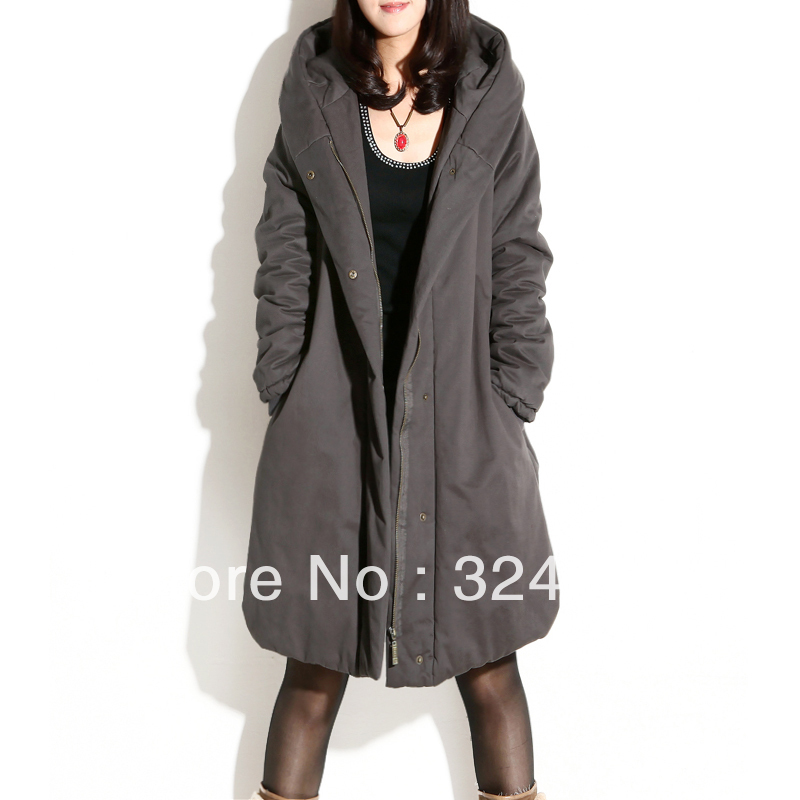 2012 plus size women with a hood cotton-padded jacket cotton-padded jacket long design thickening wadded jacket outerwear