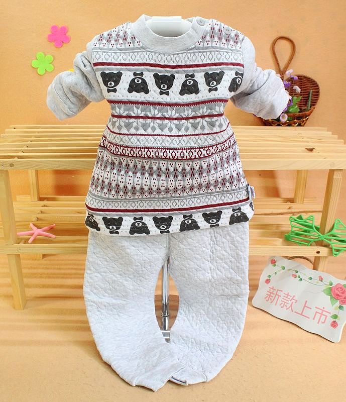 2012 plus velvet thickening child thermal underwear set cartoon baby autumn and winter thermal underwear lounge