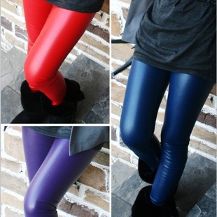 2012 plus velvet thickening high waist dull lengthen faux leather multicolour legging pants 679