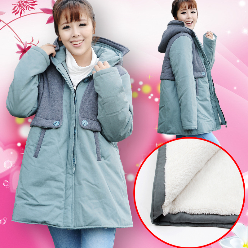 2012 plus velvet thickening plus size maternity  maternity wadded jacket plus size maternity outerwear  Maternity Coat