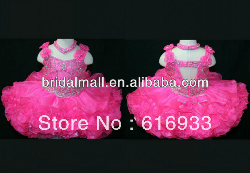 2012 Popular and Lovely Girl's pageant gowns floral straps beaded ruched flower girl dresses/party dresses JW0112