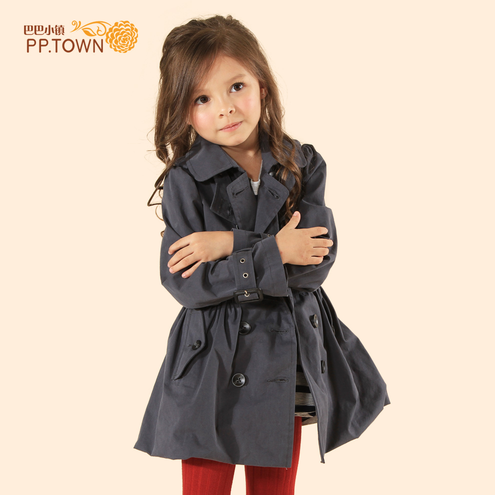 2012 pptown female child trench child trench outerwear medium-long children's clothing autumn new arrival 0541